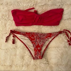 Red & hot pink bikini L